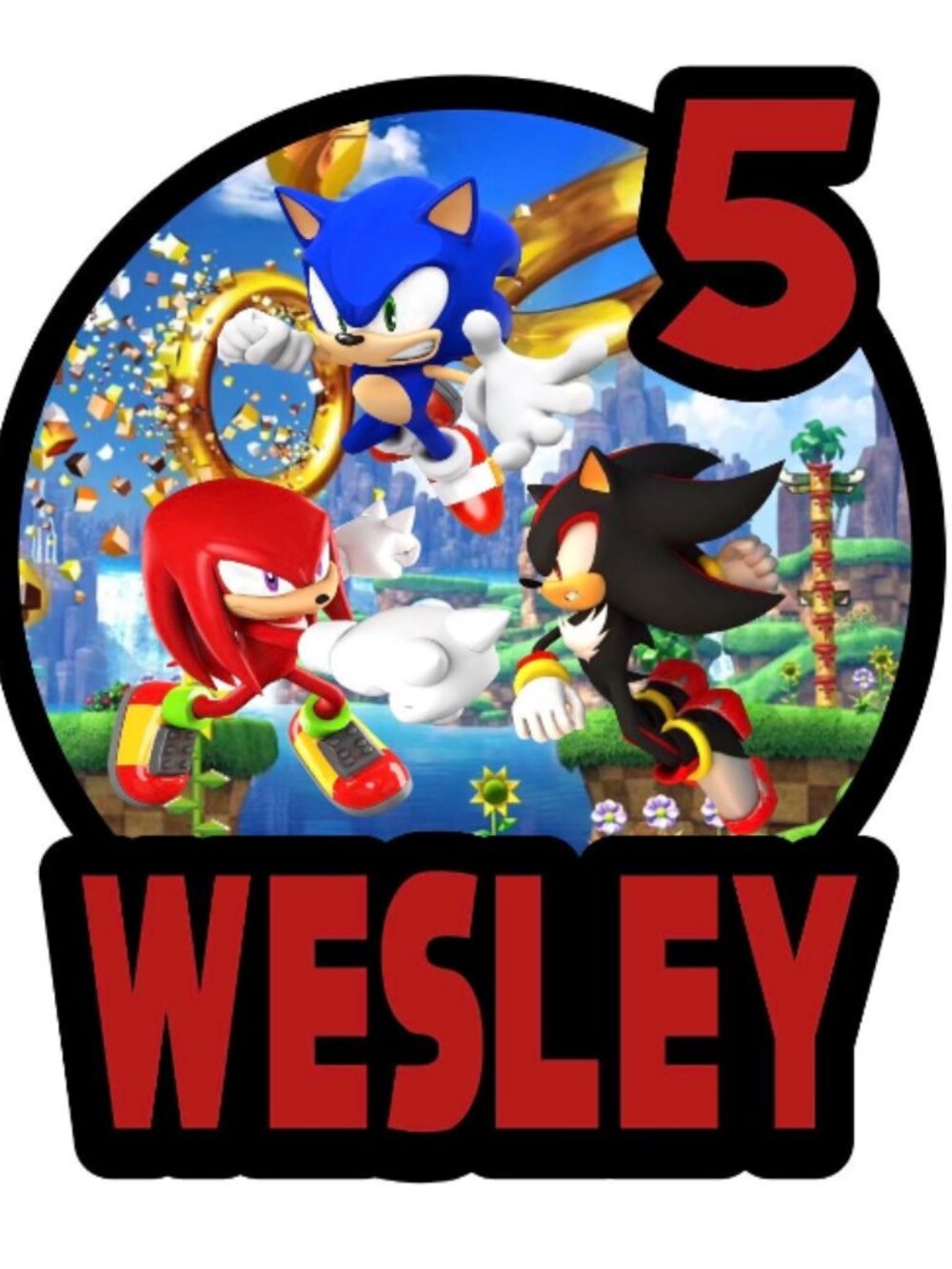 Sonic vs Knuckles vs Shadow the Hedgehog Theme Customizable Cake Topper